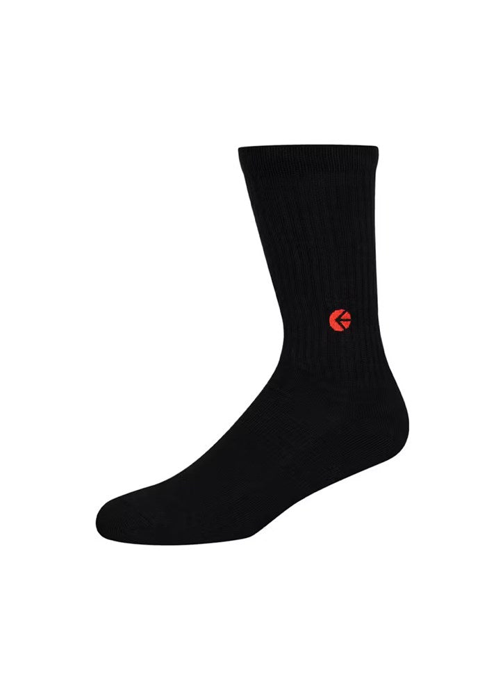 Boys Black Crew Sock - Red Logo