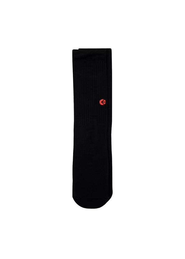 Boys Black Crew Sock - Red Logo