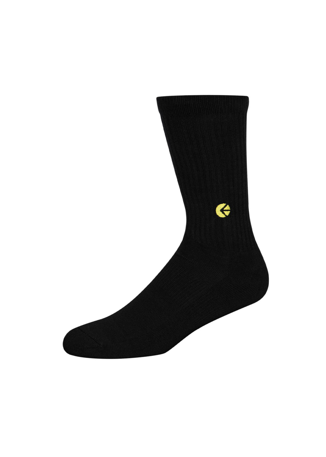 Boys Black Crew Sock - Yellow Logo