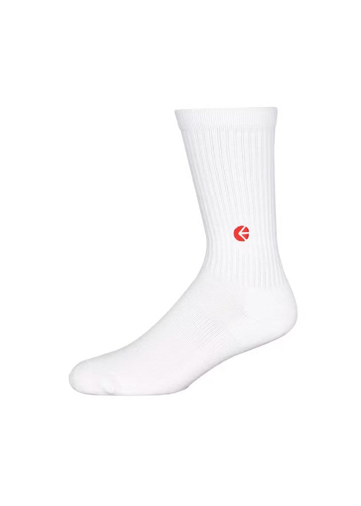 Boys White Crew Sock - Red Logo