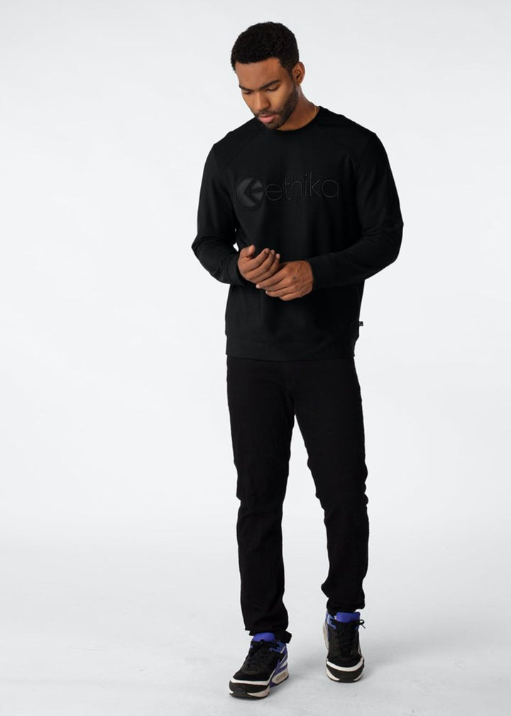 Mens Premium Embroidered Crew Neck - Black