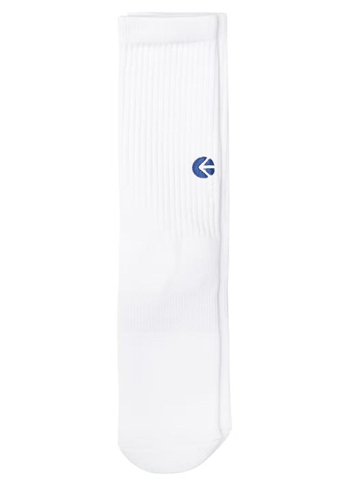 White Crew Socks - Blue Logo