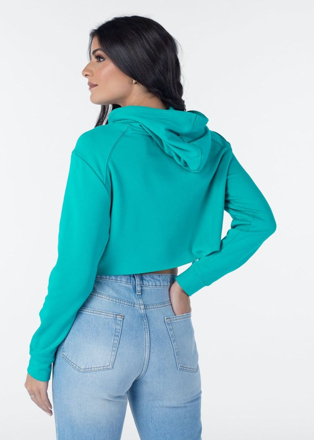 Womens Cropped Hoodie - Teal