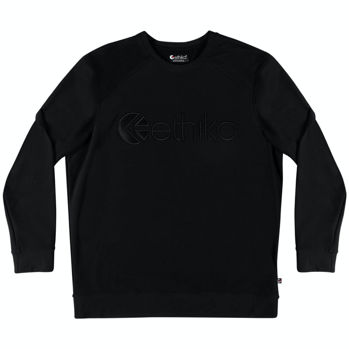 Mens Premium Embroidered Crew Neck - Black