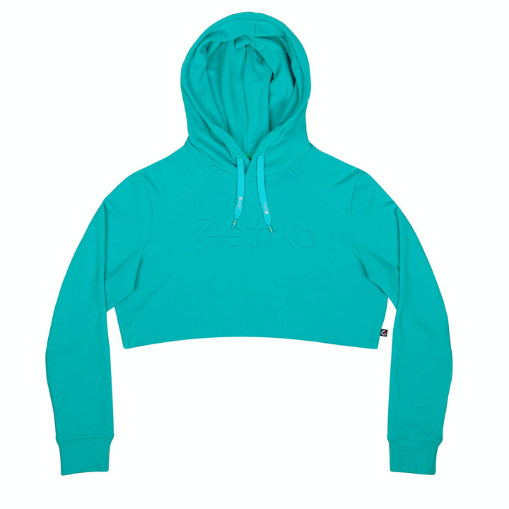 Womens Cropped Hoodie - Teal